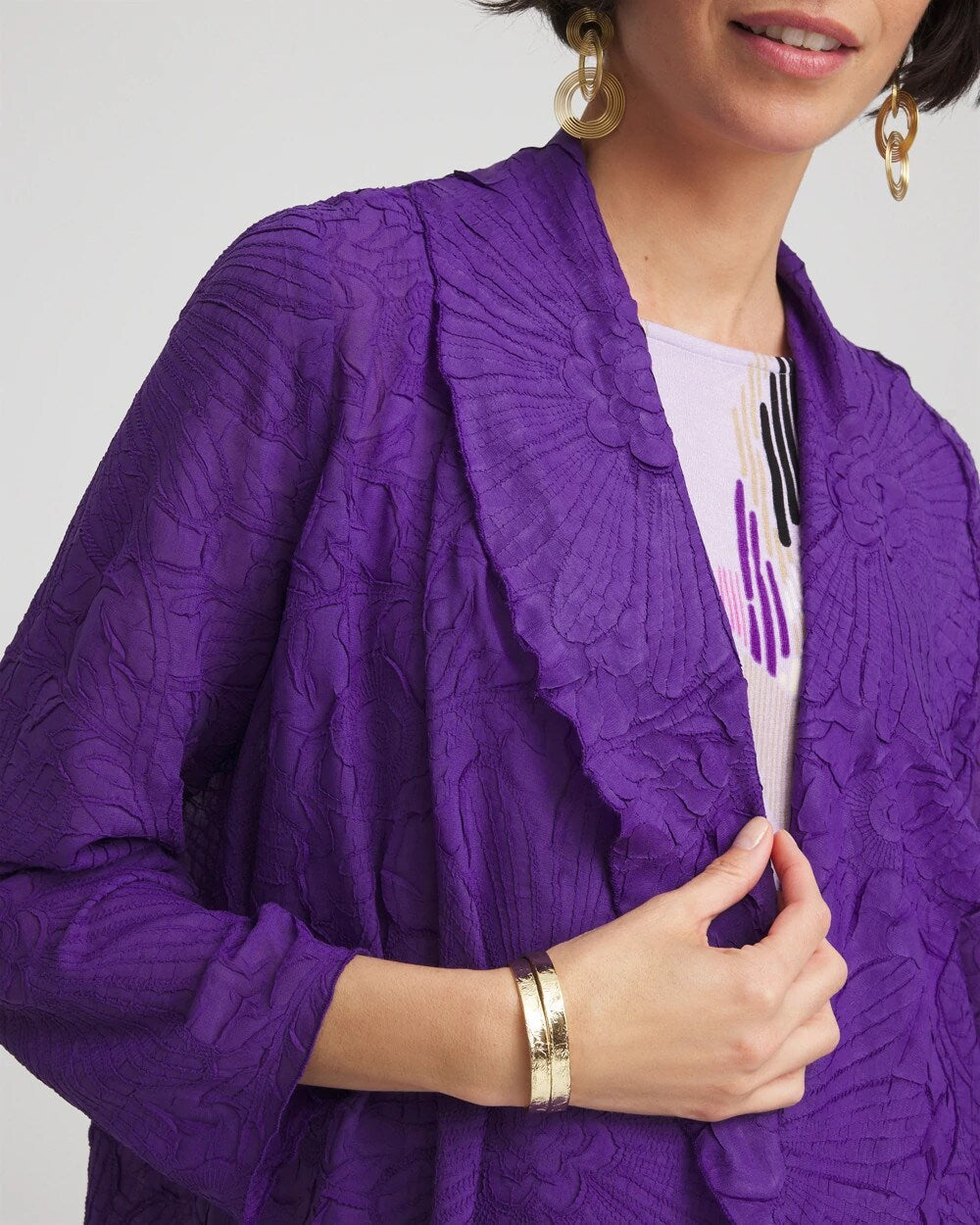 Travelers Collection Floral-Embossed Jacket