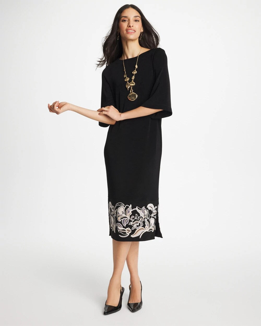 Travelers Border Kimono Sleeve Dress
