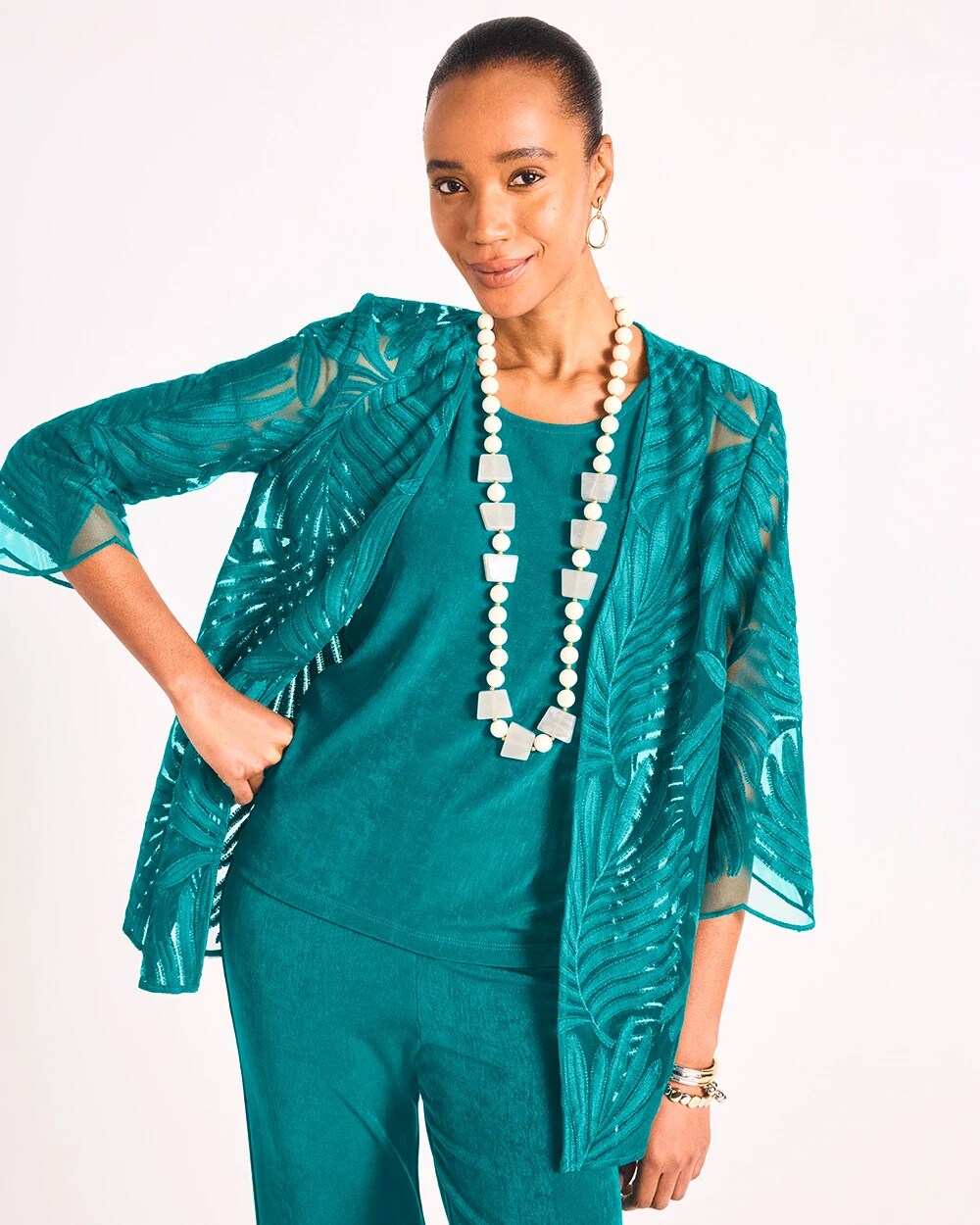 Travelers Collection Palm Frond Sheer Jacket