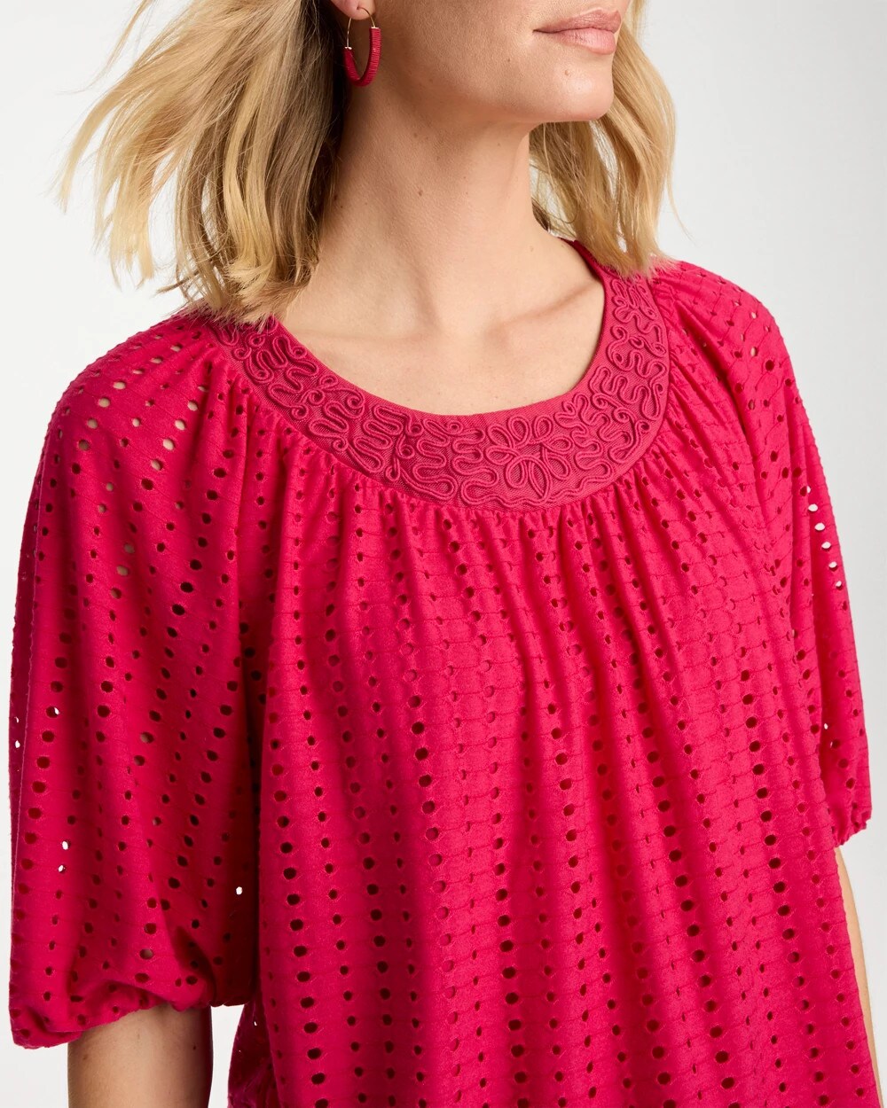 Textured Jacquard Peasant Tee