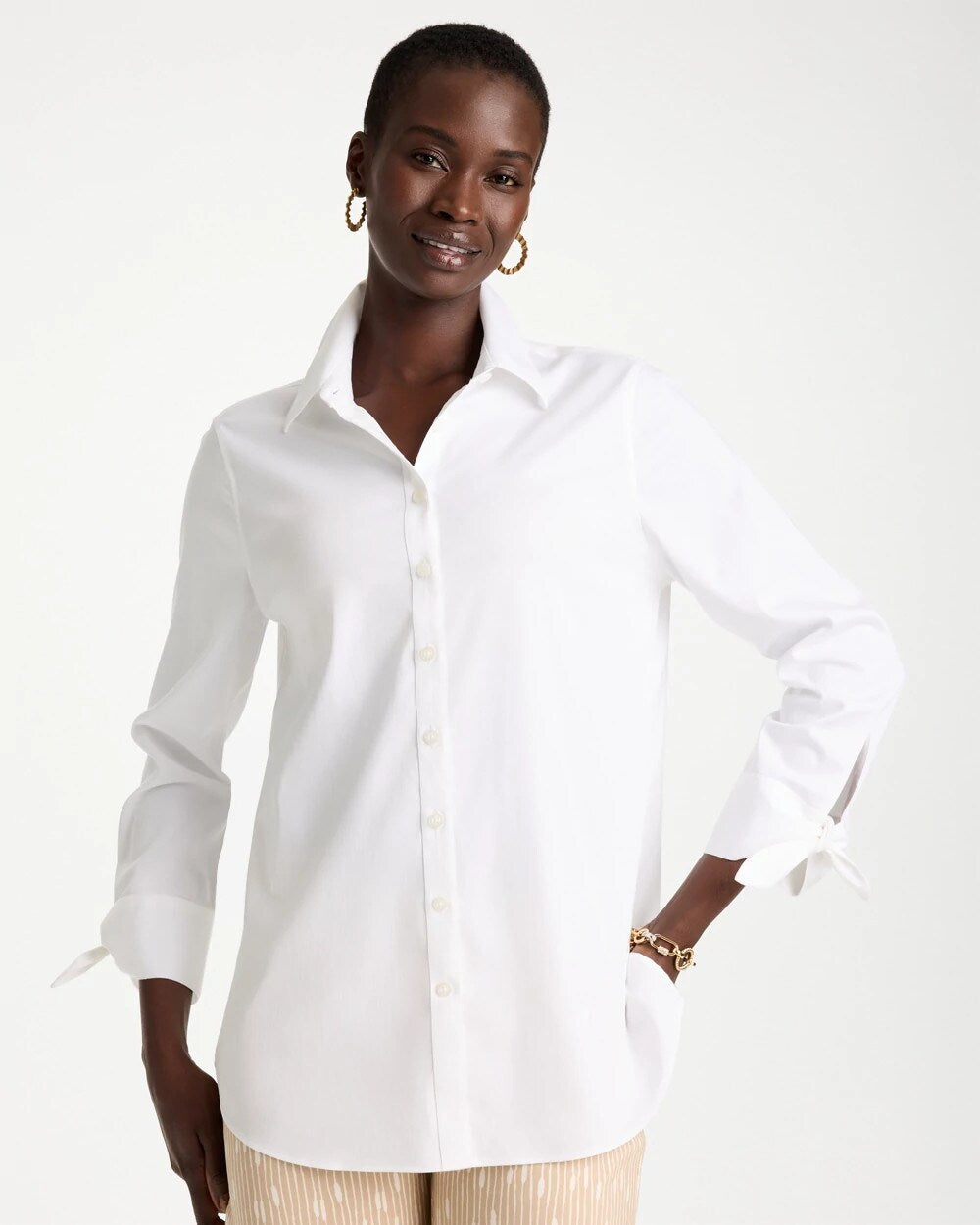 No Iron Stretch Tie-Cuff Shirt