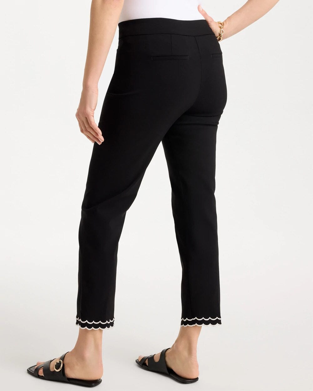 Contrast Scallop Brigitte Slim Crop Pant