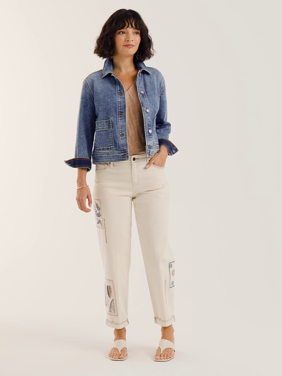 Patchwork Relaxed Boyfriend Jean