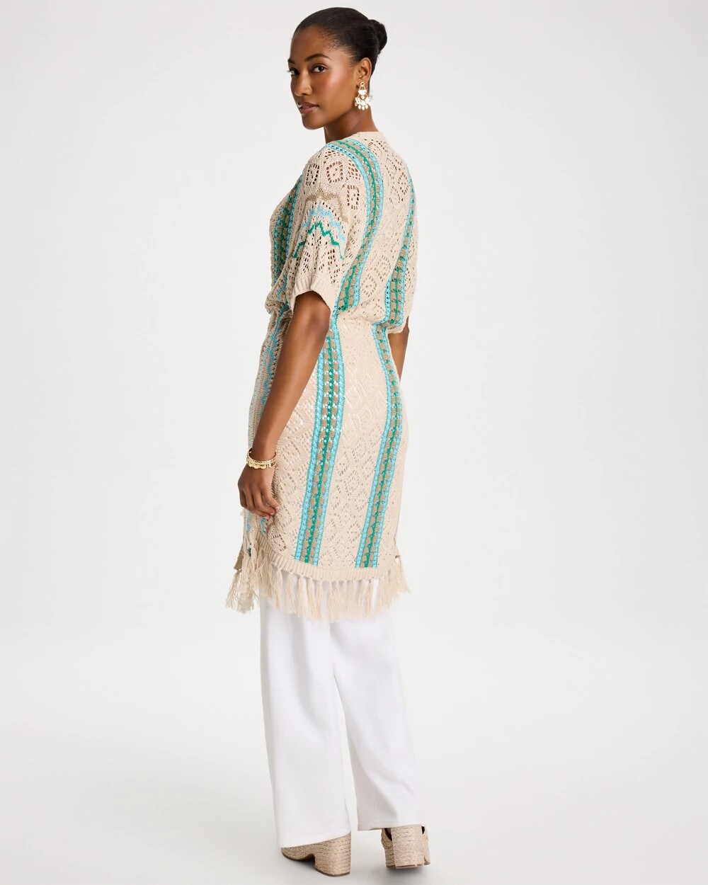 Rainbow Crochet Pointelle Vest