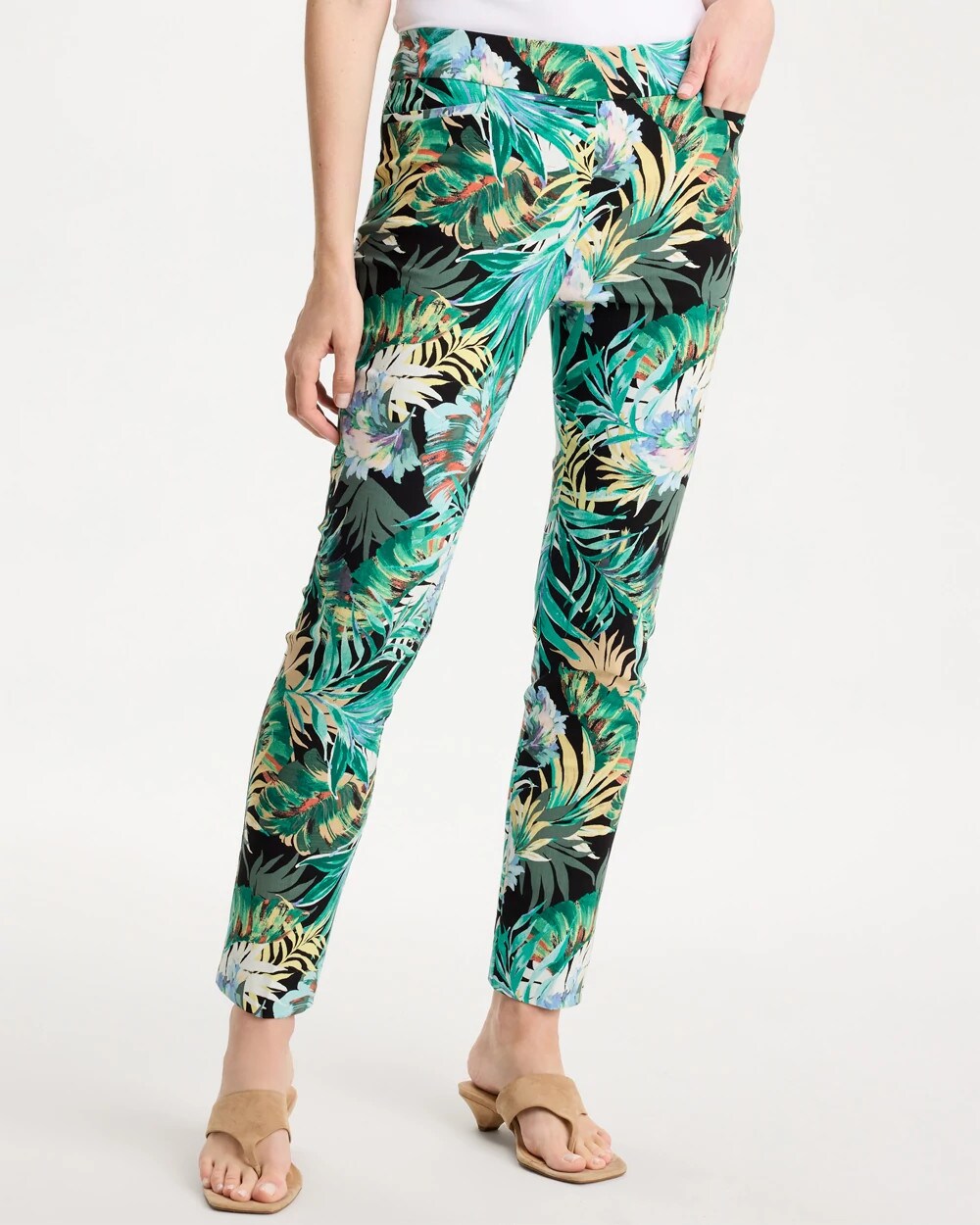 Printed Brigitte Slim Pull-On Ankle Pants