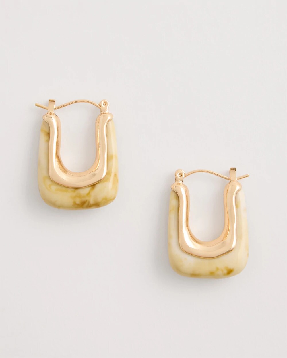 Neutral Goldtone Square Hoop Earrings