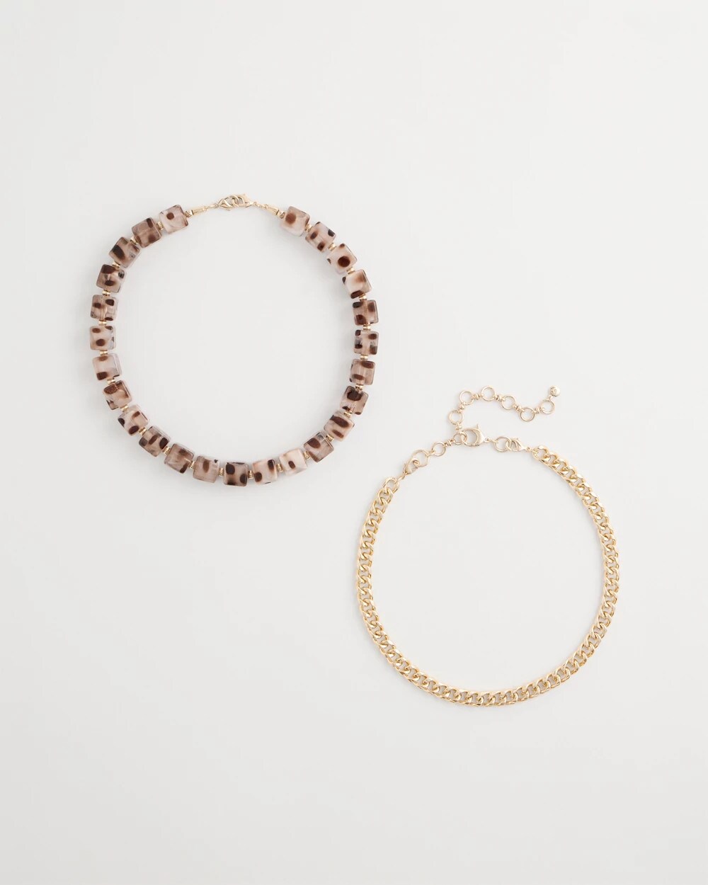 Cubed Tortoise Goldtone Double-Strand Necklace