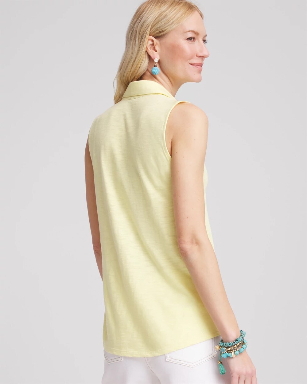 Slub Sleeveless Collared Tunic