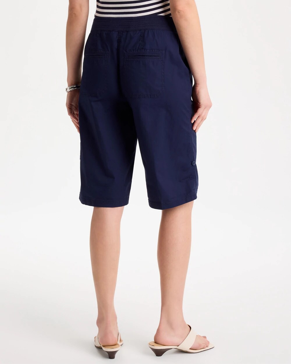 Poplin Cotton Roll-Tab Shorts