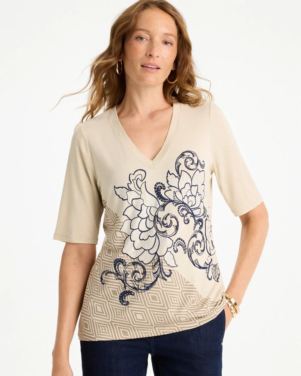 Knit Sequin Elbow Tee