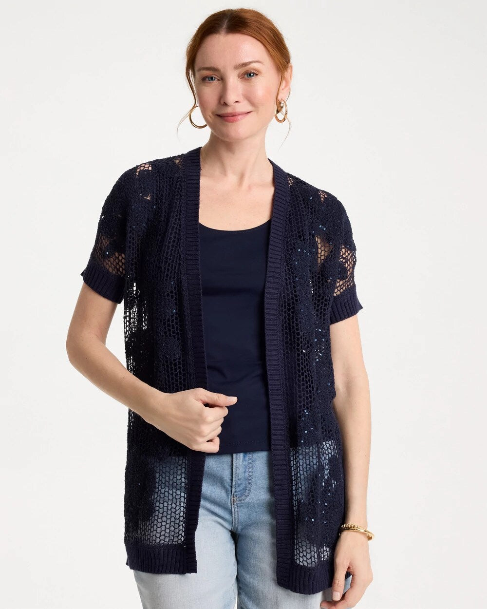 Cotton-Blend Crochet Cocoon Cardigan