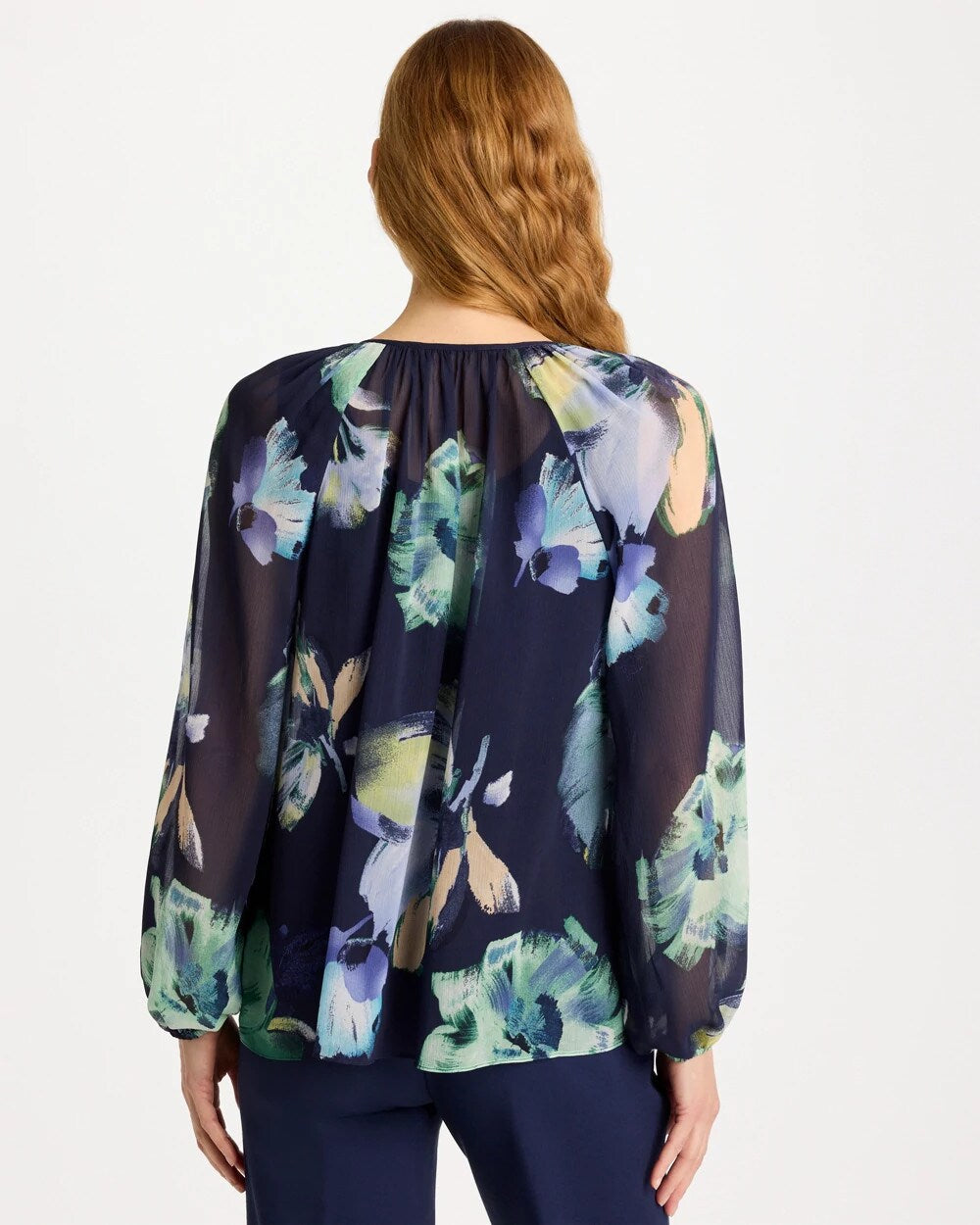 Crinkle Chiffon Tie-Front Blouse