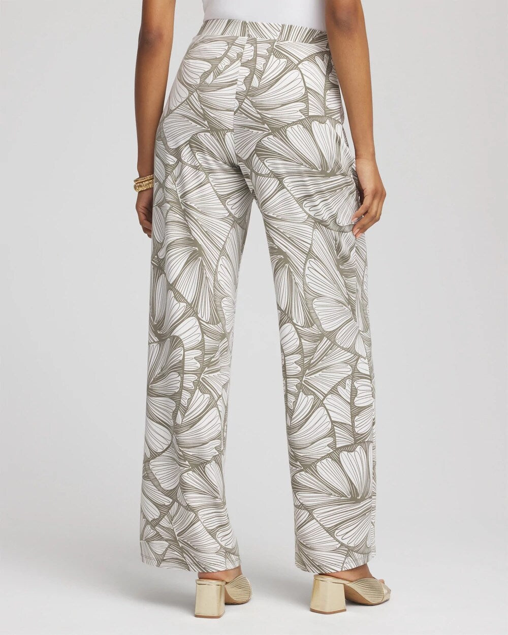 Travelers Abstract Leaf Print Knit Wide-Leg Pants