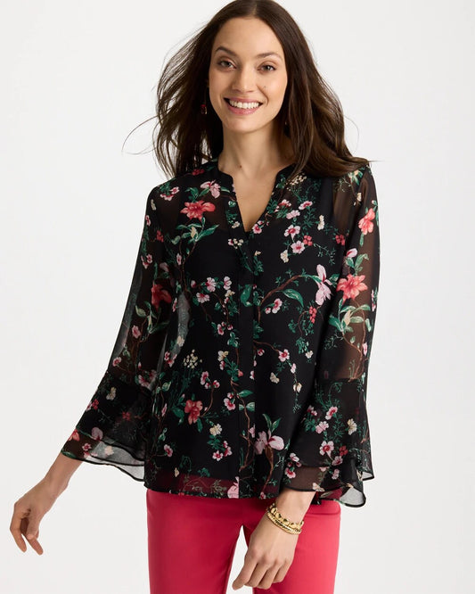 Georgette Ruffled Cuff Blouse