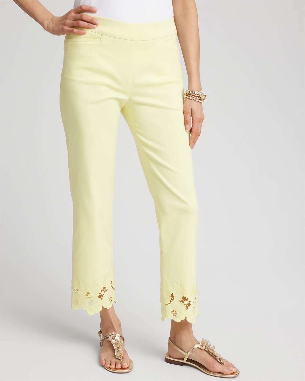 Brigitte Cutout Pull-On Cropped Pants