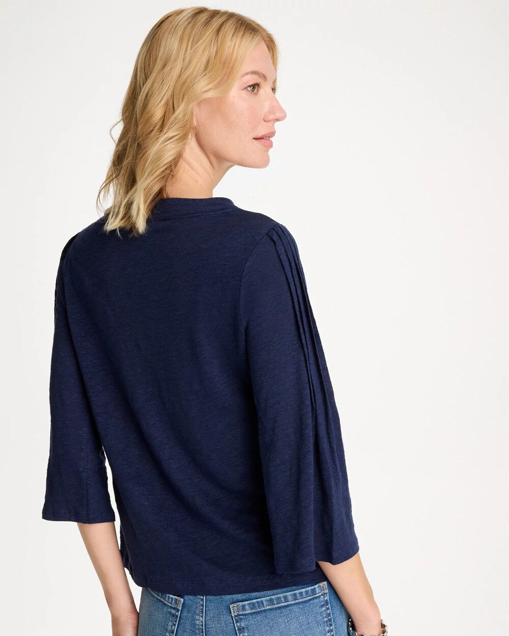 Linen Pleated Pintuck Tee
