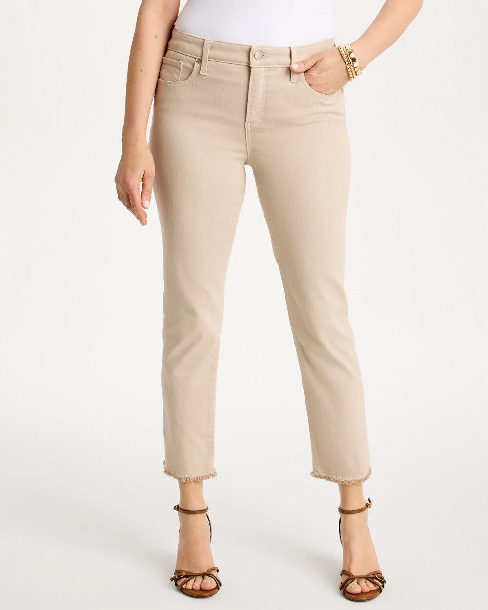 Girlfriend Slim Frayed Crop Jeans