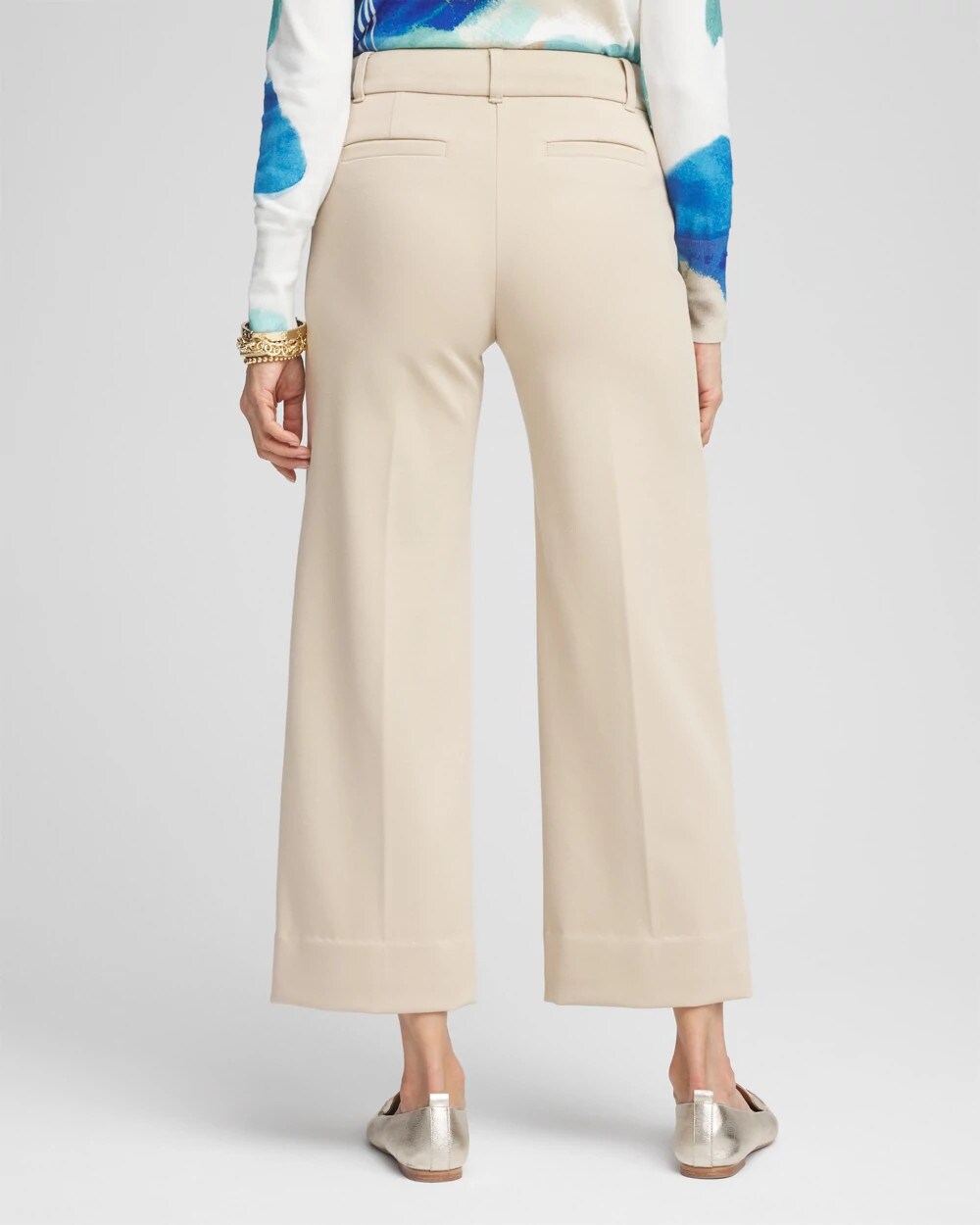 Button Knit Twill Cropped Pants