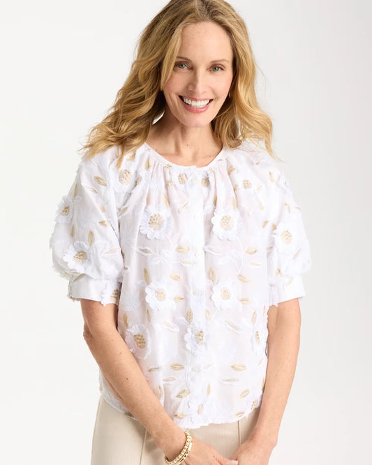 Cotton Metallic Applique Embroidered Top