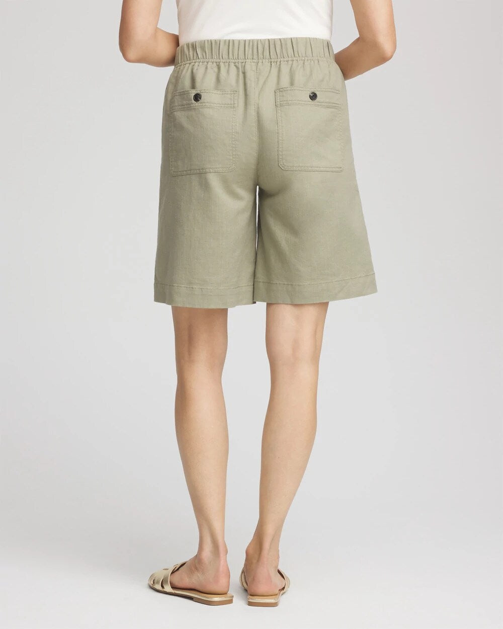 Cotton-Linen Pull-On Utility Shorts