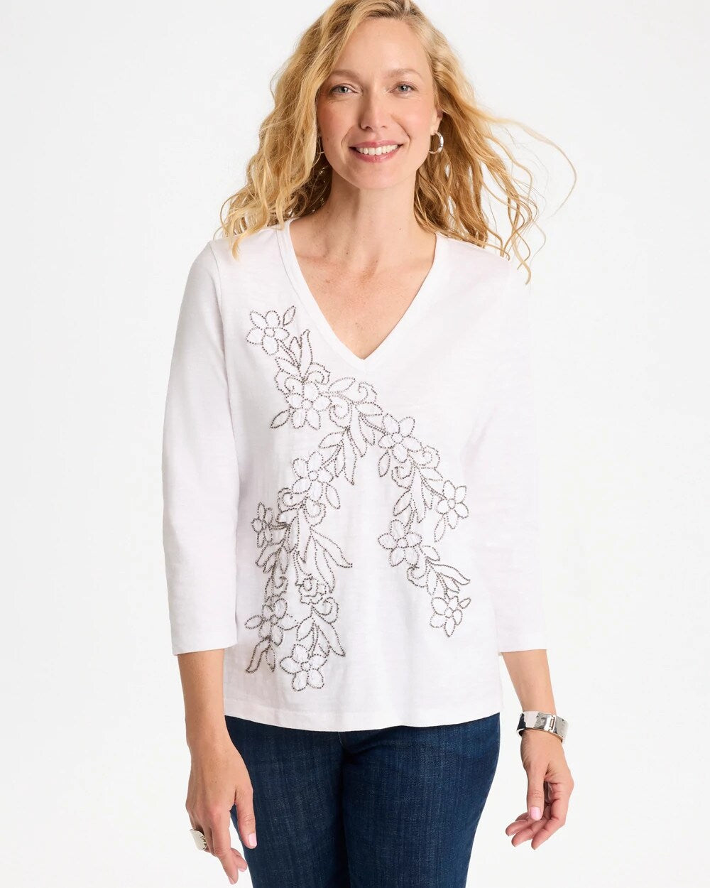 Cotton Slub Lace Applique Tee