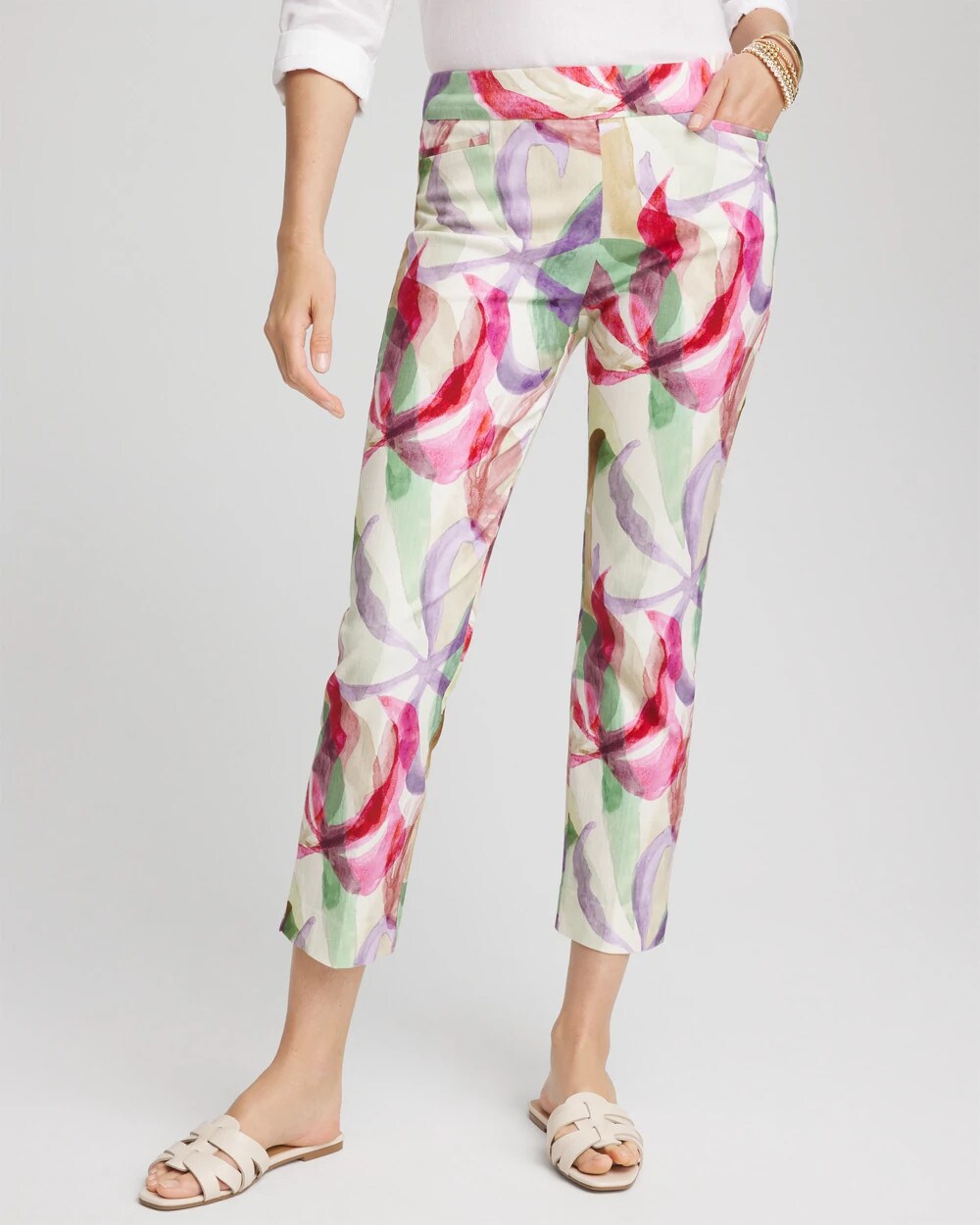 Brigitte Slub Slim Cropped Pants