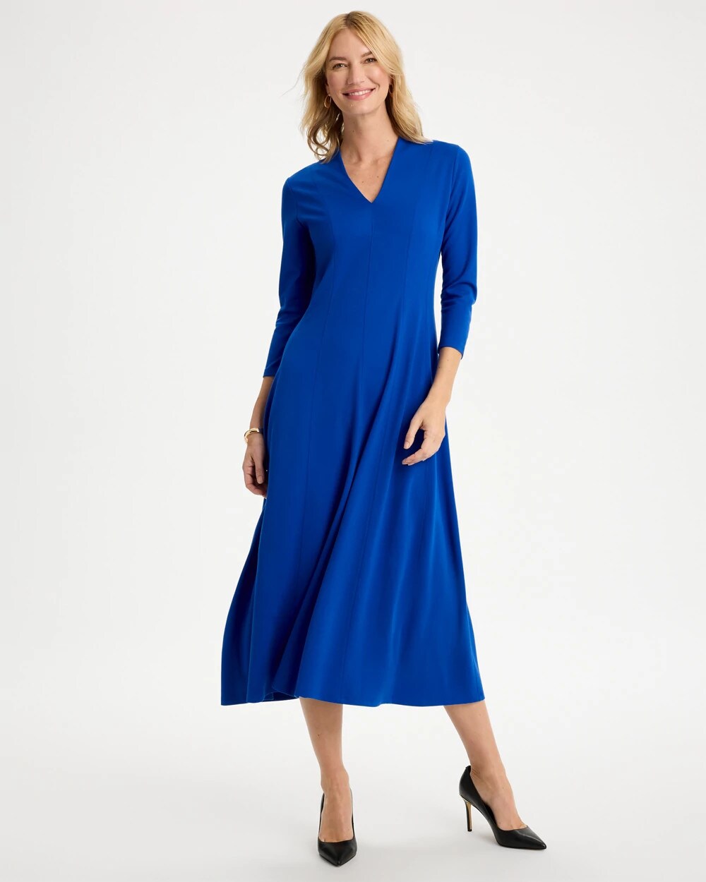 Ponte Seamed Midi Dress