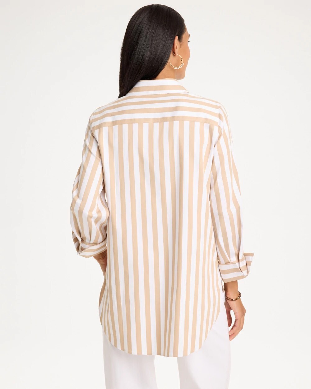 No Iron Stretch Neutral Striped Tunic