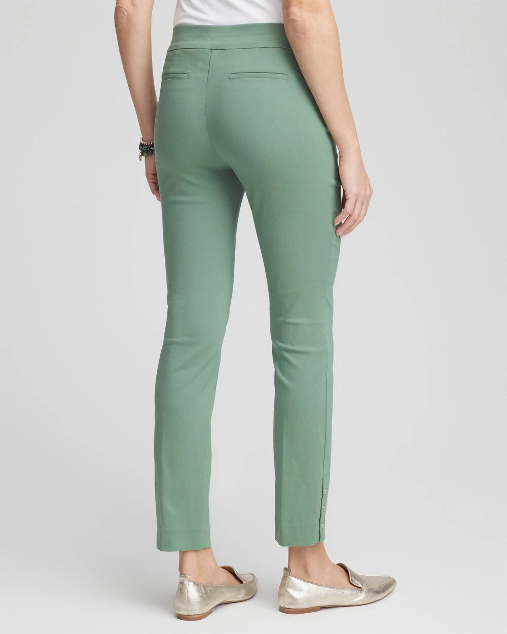Brigitte Pull-On Slim Rivet Ankle Pants