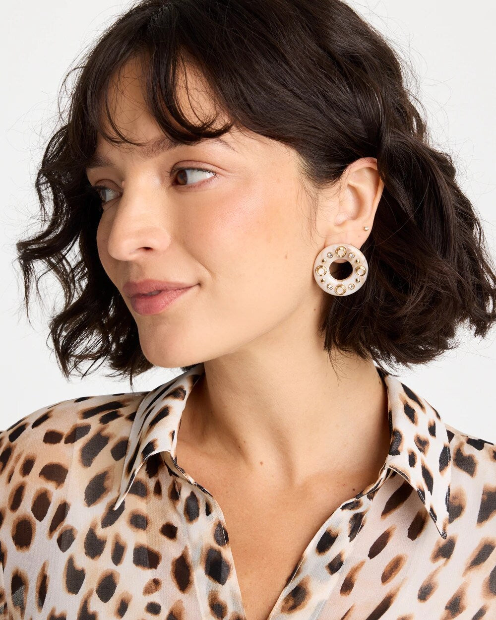 Embellished Neutral Stud Earrings