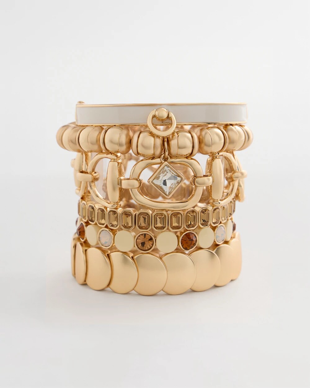 Mixed Metal White Epoxy Hinge Bangle