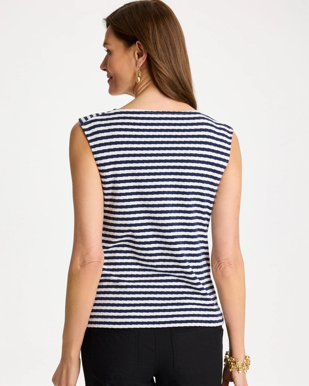 Cotton Striped Button Tee