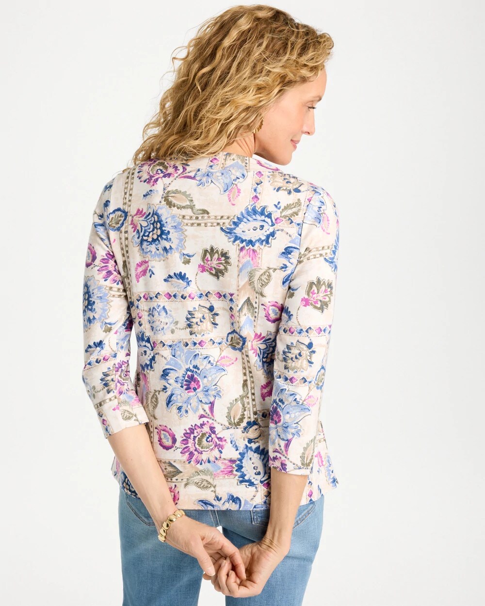 Printed V-Neck Pima Tee