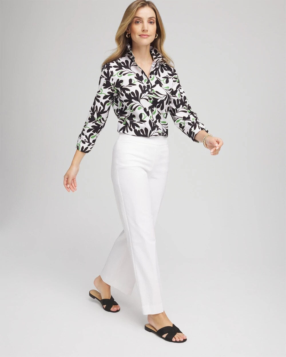No Iron Abstract Floral Shirt