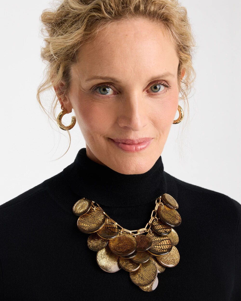 Animal Print Golden Coin Bib Necklace