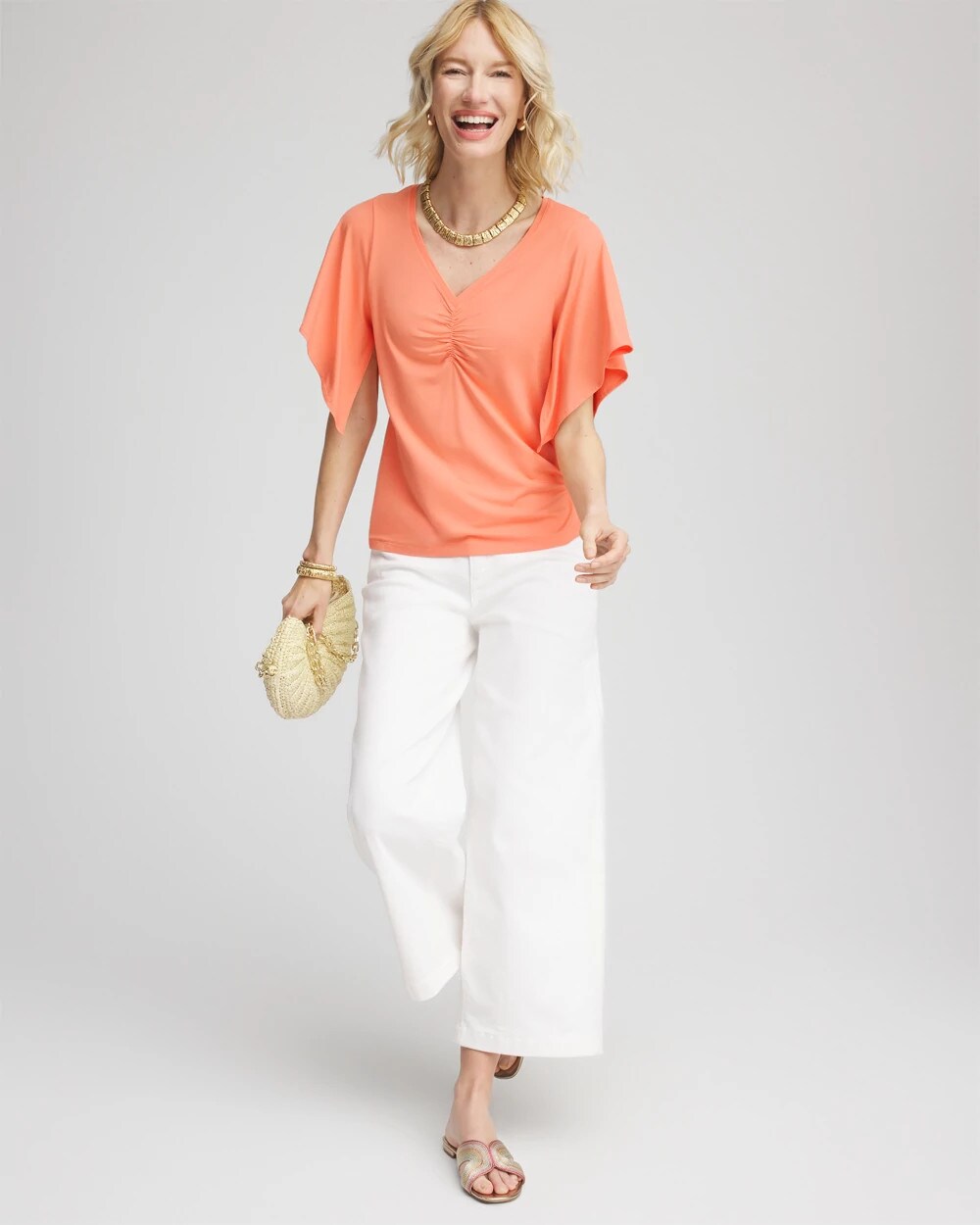 Touch of Cool Handkerchief-Sleeve V-Neck Tee
