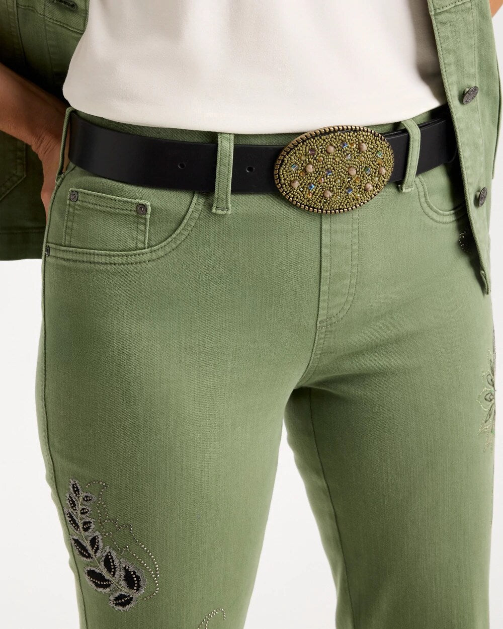 Leather Beaded Oval Buckle Trouser Belt