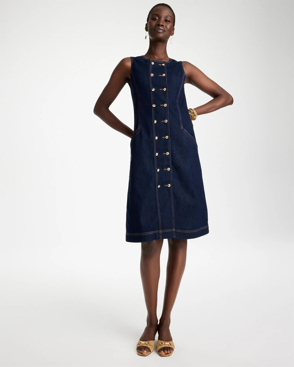 Denim Knee Length Dress