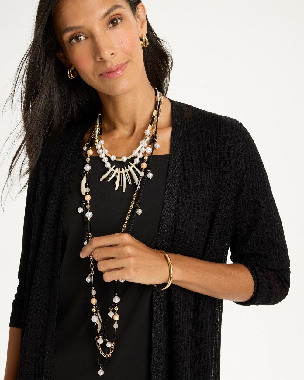 Rope Beaded Multi-Strand Necklace