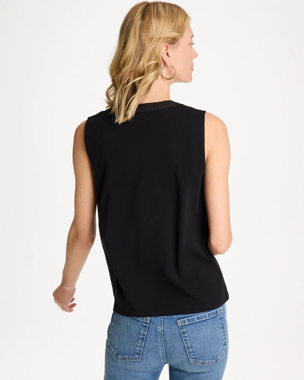 Cotton-Stretch Notch Neck Tank