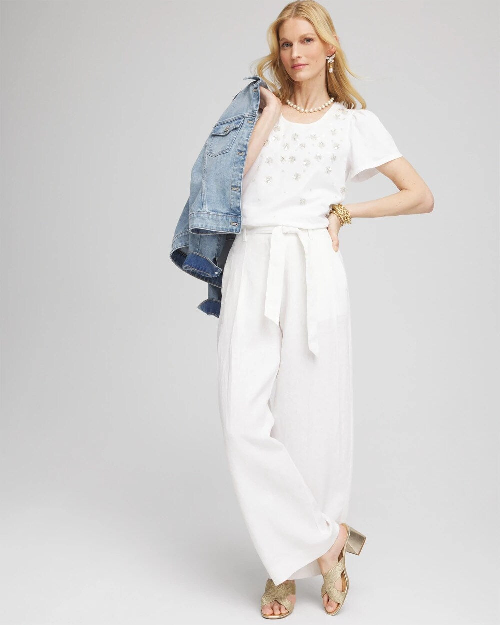 Embellished Flutter Sleeve Tee