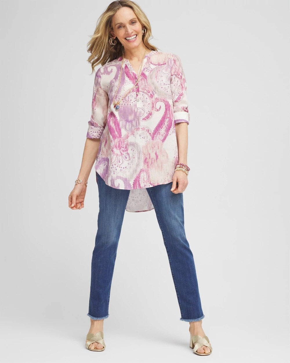 No Iron Multi Paisley Linen Tunic