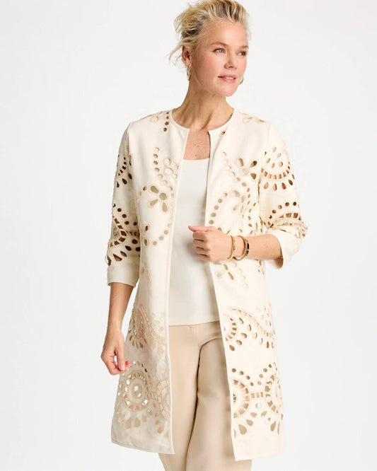 Long Faux Leather Kimono