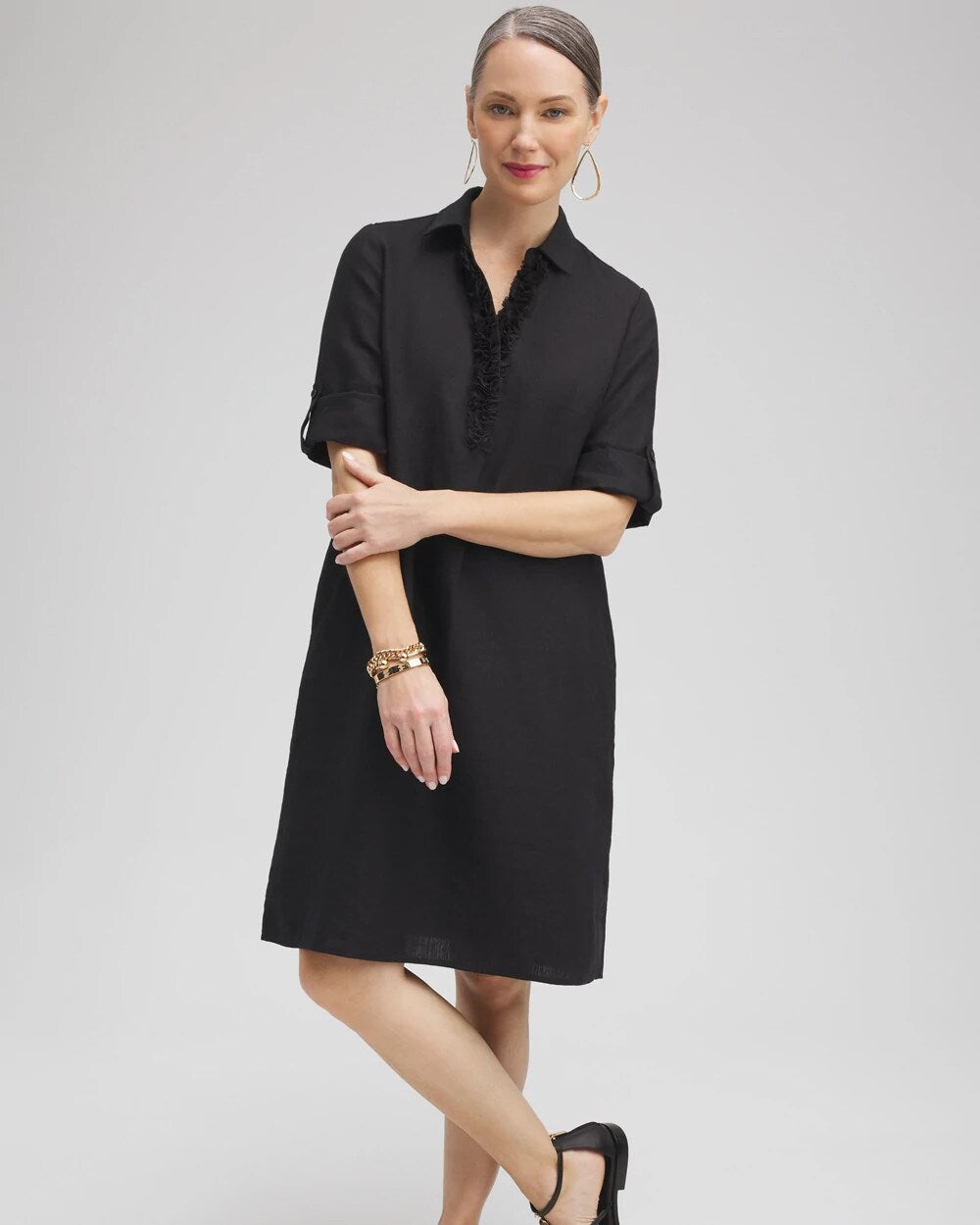 Linen 3D Floral Dress