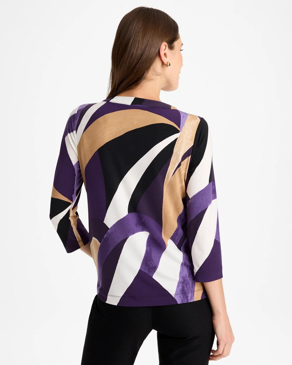 Travelers Knit Printed Twist-Front Top