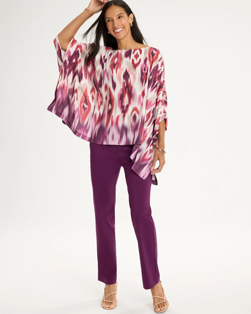 Sunset Printed Crepe Poncho