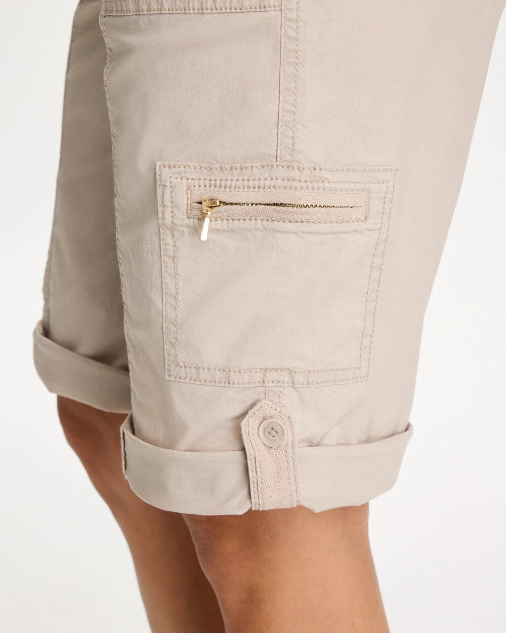 Poplin Cotton Roll-Tab Shorts