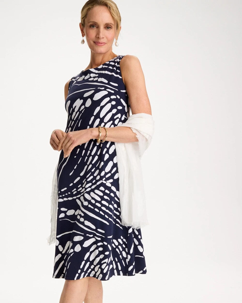 Jersey Knit Printed Shift Dress