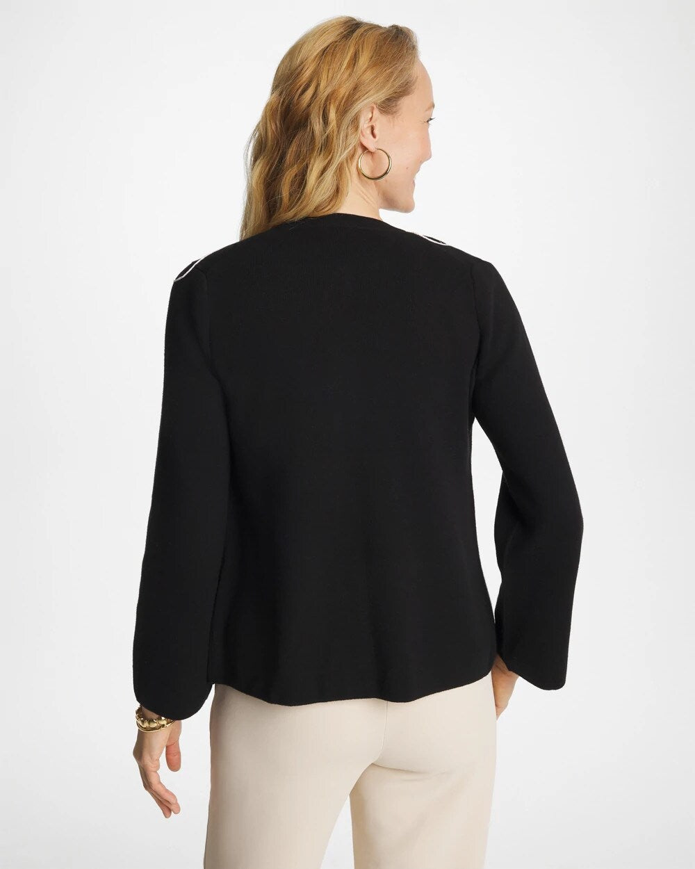 Embroidered Crewneck Cardigan Jacket