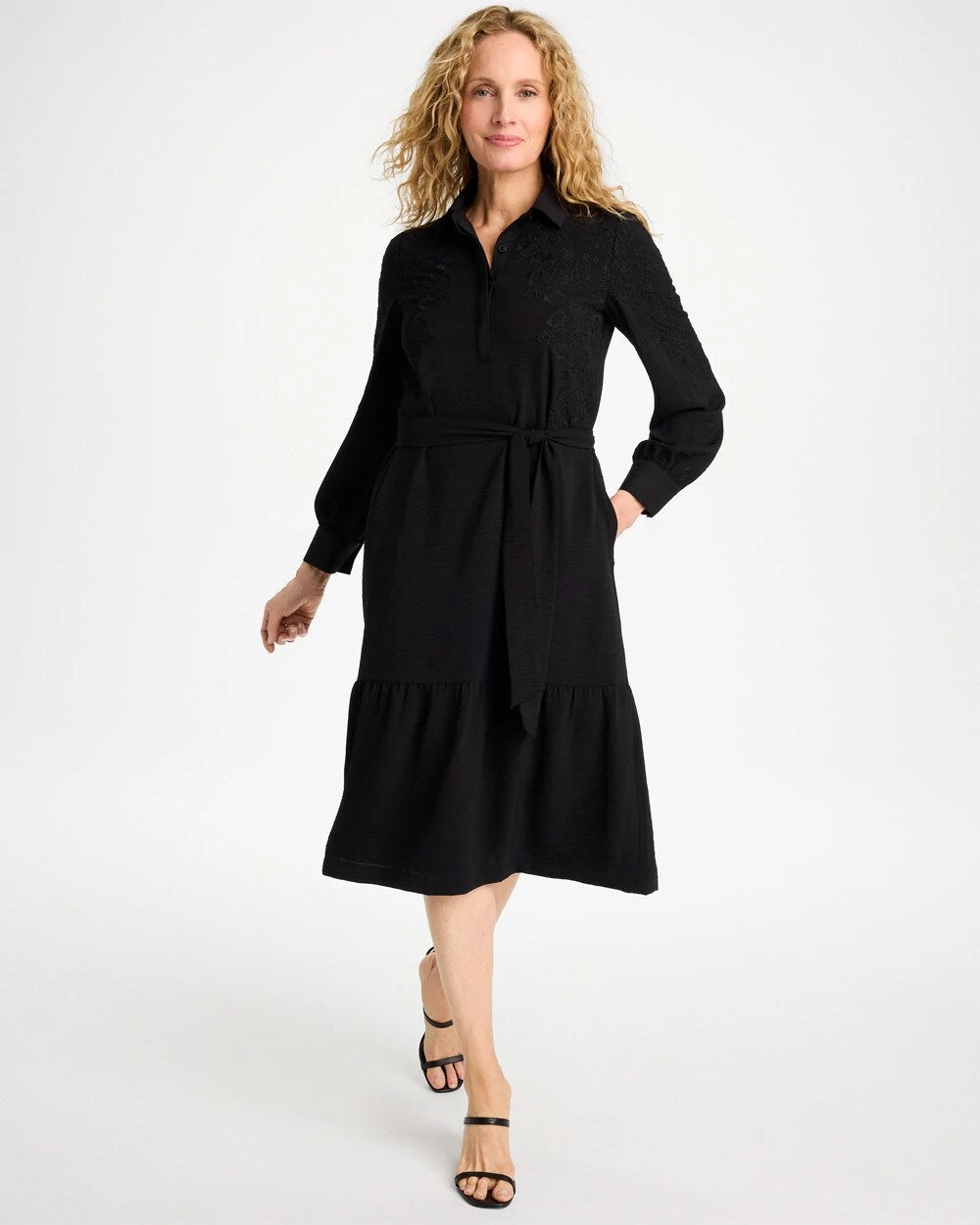 Lace Applique Knee Length Dress